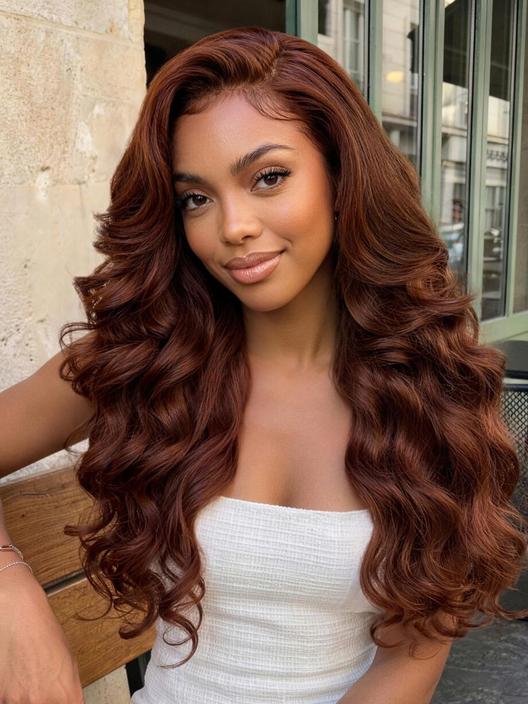 UNice 13x4 Bye Bye Slip™ Lace Frontal Brown with Caramel Highlights Glueless Curly Wig with Dark Roots