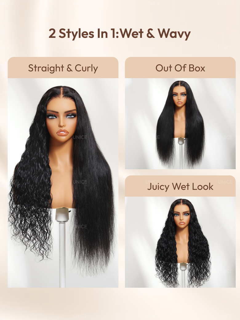 UNice 13x4 Pre-Everything™ Lace Frontal Chestnut Brown Water Wave Glueless Drawstring Wig