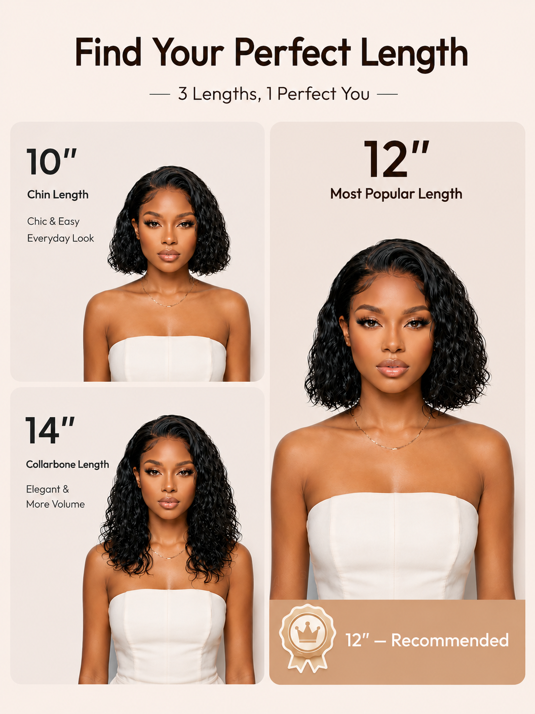 UNice Bye-Bye Slip™ 6X4 Glueless Lace "C" Side Part Loose Wavy Bob 220% High Density Drawstring Wig For Beginners
