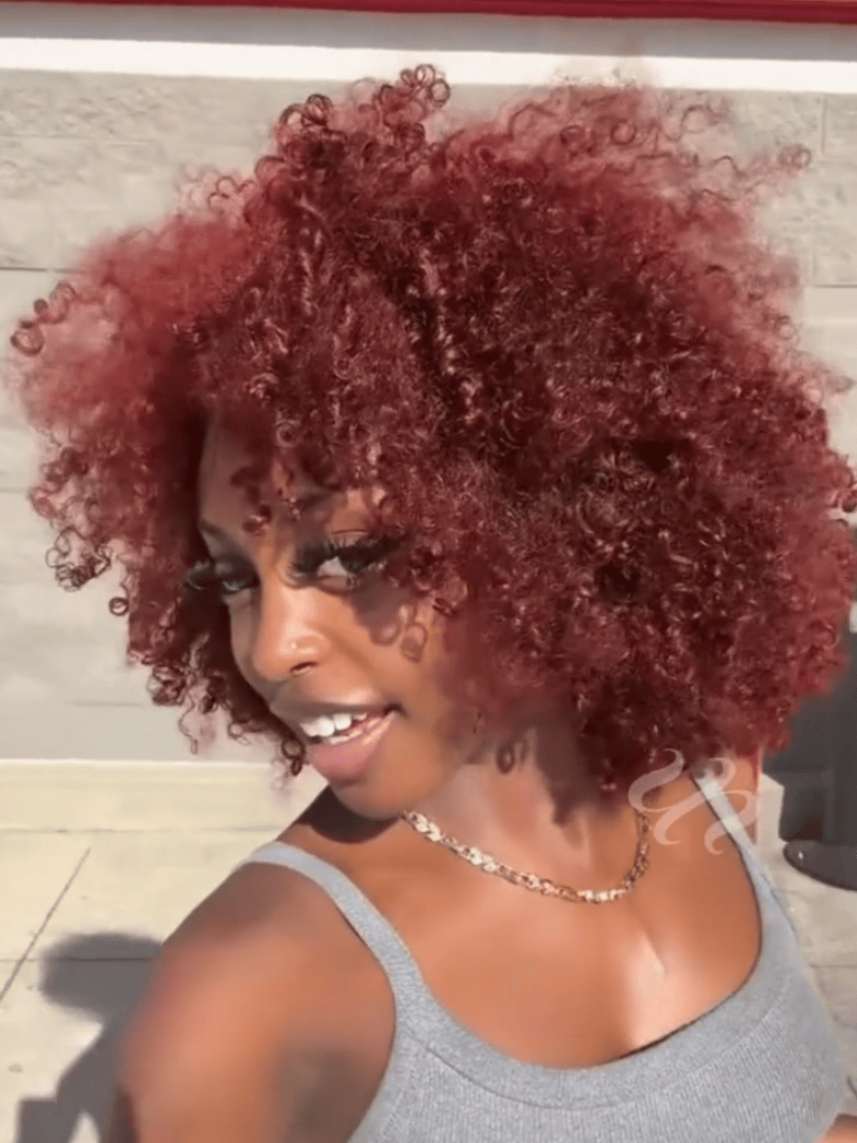 UNice 7x5 Bye-Bye Slip™ Wig Glueless Lace Sunset Afro Kinky Curly & Jerry Curly for Reddish Brown Drawstring Wig