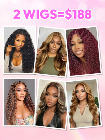 2 Wigs Start From $188 for 20"-22" Lace Wigs And 13x4 Pre Everything Drawstring Brown Highlight Wig