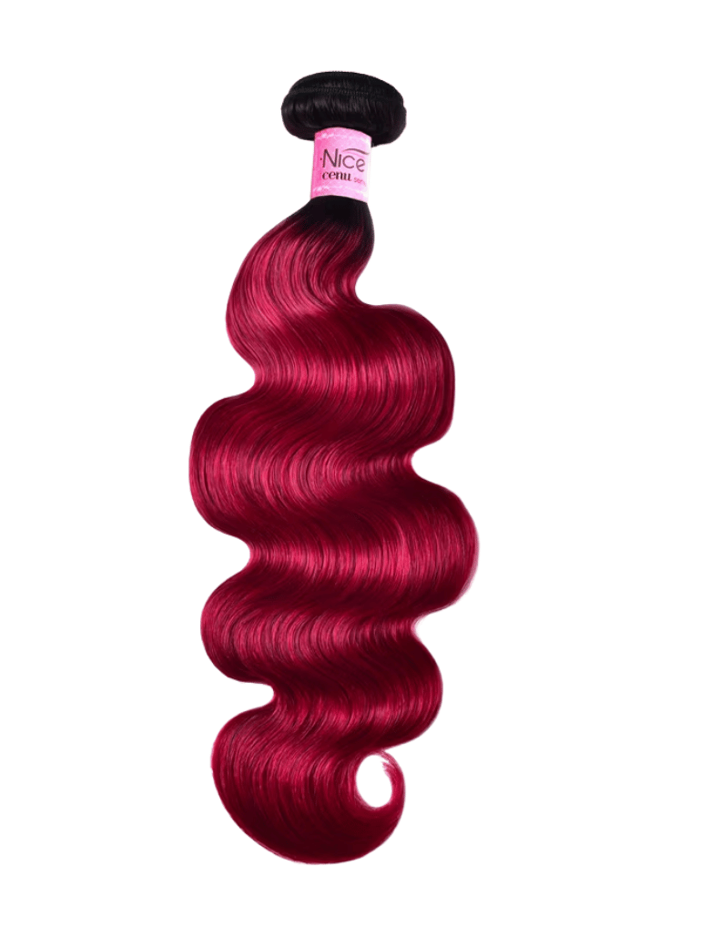 UNice Pre-Colored Human Hair Weave #TB Burgundy Color Body Wave & Straight Hair Bundles 1 Bundle Deals Icenu Series