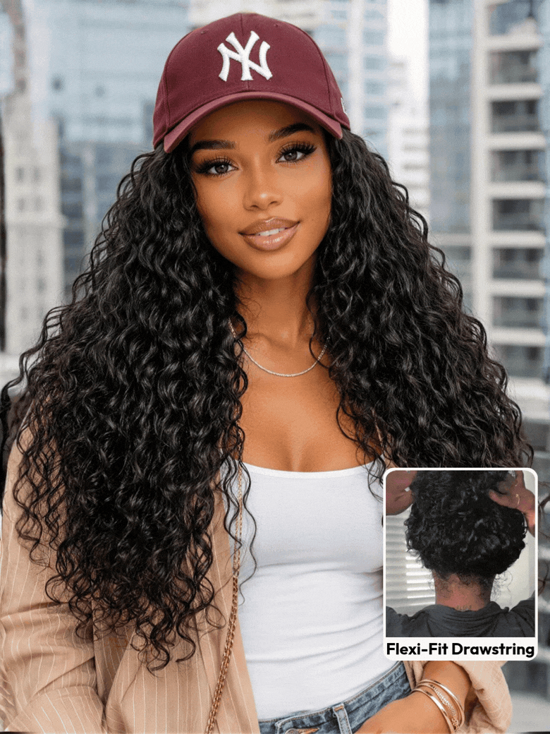 UNice 7x5 Bye-Bye Slip™ Put On And Go Glueless Water Wave Drawstring Wig With Baby Hair