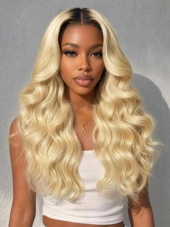 UNice 13x4 Pre-Everything™ Lace Frontal 613 Blonde With Dark Roots Body Wave Drawstring Wig