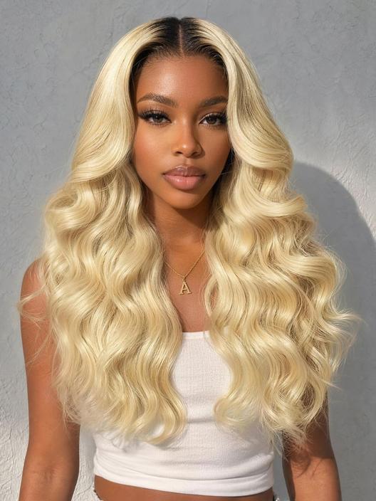 UNice 13x4 Pre-Everything™ Lace Frontal 613 Blonde With Dark Roots Body Wave Drawstring Wig