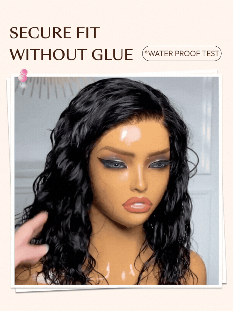 UNice Bye-Bye Slip™ 6X4 Glueless Lace "C" Side Part Loose Wavy Bob 220% High Density Drawstring 100% Human Hair Wig For Beginners