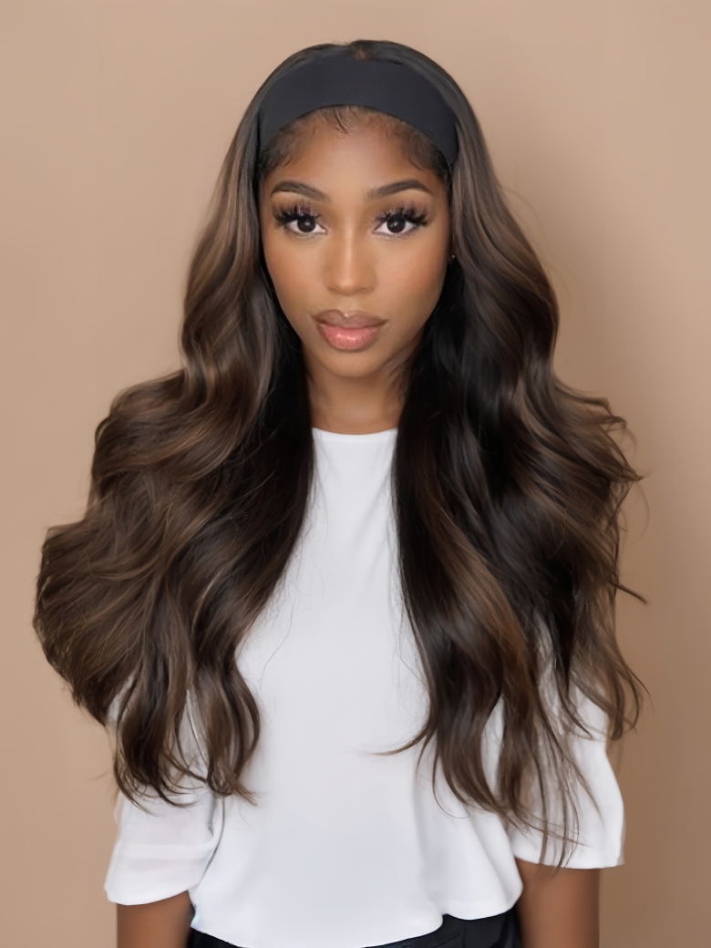 [Down To $59 | 24"=$79] Balayage Highlight Ombre Color Body Wave Headband Wig 150% Density