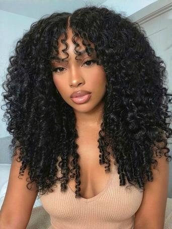 UNice 7x5 Bye-Bye Slip & 13x4 Pre Everything Curly Texture Premium Hair Drawstring Wig With Finger Coil Ends 150% Density