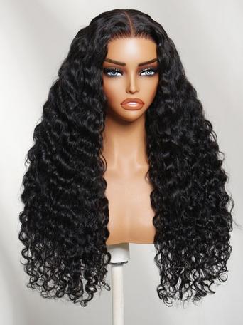 UNice 7x5 Bye Bye Slip™ Lace Natural Black Fluffy Indian Curly Glueless Wig with Invisi Drawstring