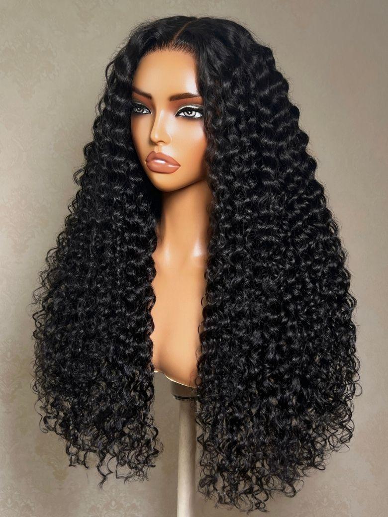 UNice 13x4 Bye Bye Slip™ Lace Frontal Glueless Black Voluminous Deep Curly Wig With Full Ends