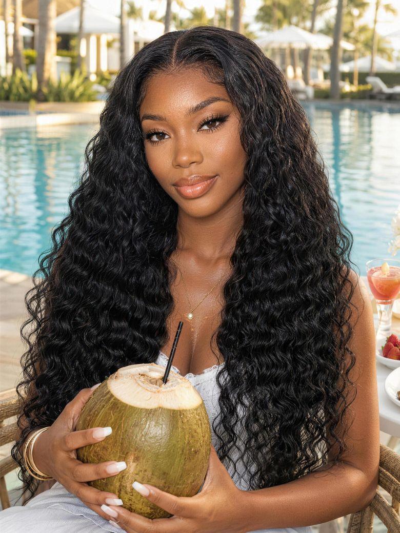 [13x4 Lace | 20"=$109] 13x4 Bye Bye Slip™ Lace Frontal Soft Water Wave Glueless Wig with Fluffy Loose Curly Ends