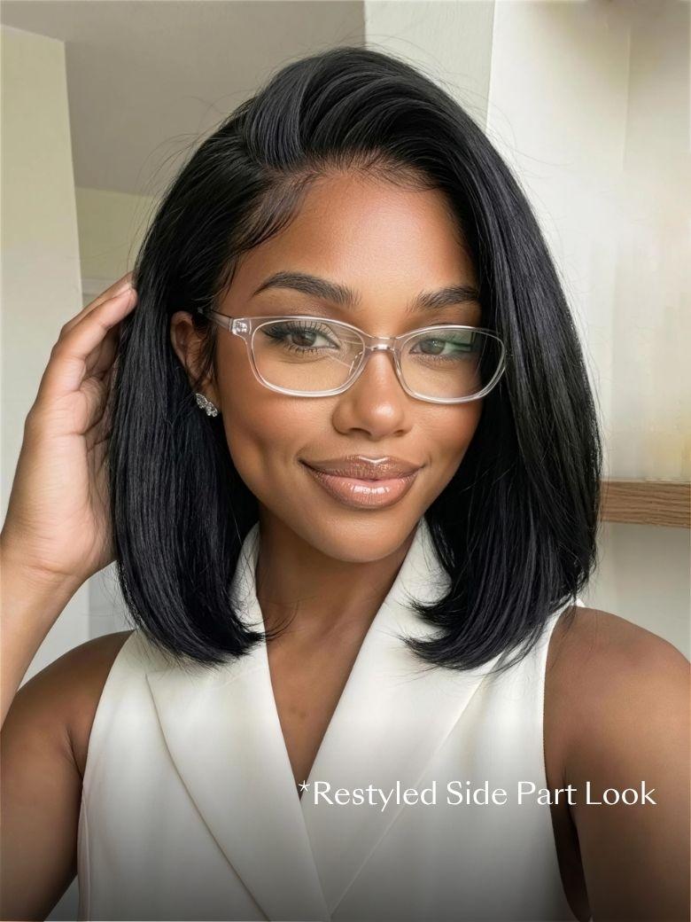 UNice 7x5 Bye Bye Slip™ Glueless Lace Black Yaki & Pre Layered Yaki Bob Bleached Knots Drawstring Wig