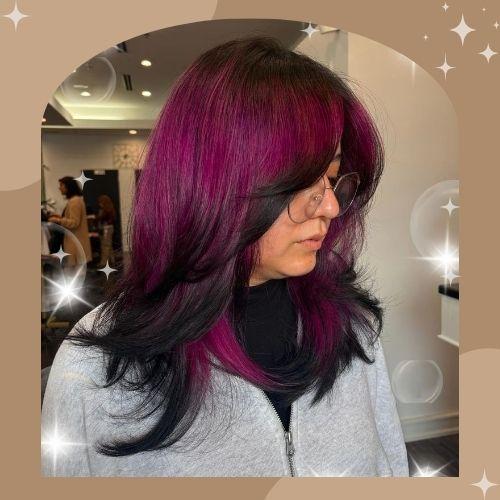 Burgundy and Black Foxtail Hairstyle