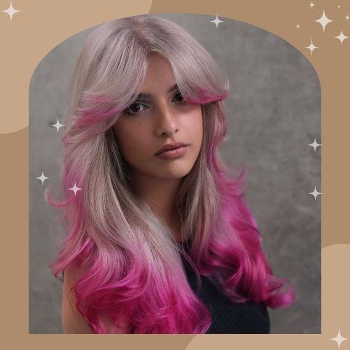 Ash Blonde and Pink Foxtail Hairstyle
