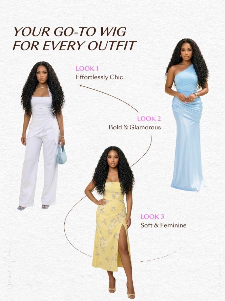 UNice 7x5 Bye-Bye Slip™ Put On And Go Glueless Water Wave Drawstring Wig With Baby Hair