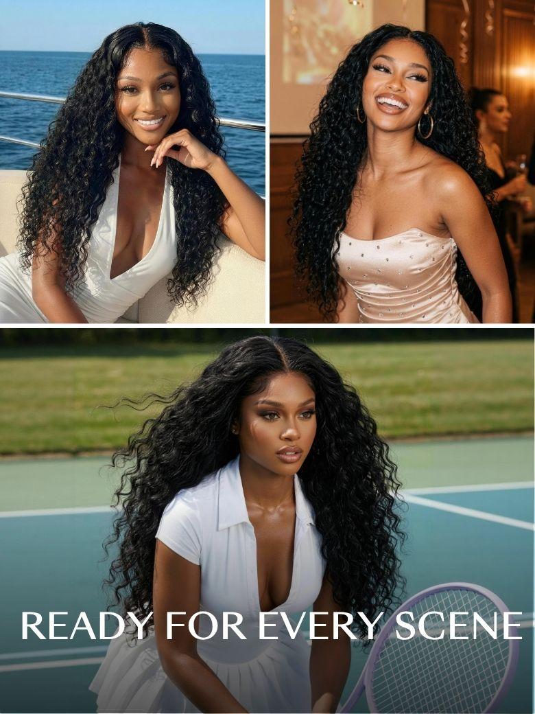 UNice 7x5 Bye-Bye Slip™ Put On And Go Glueless Water Wave Drawstring Wig With Baby Hair
