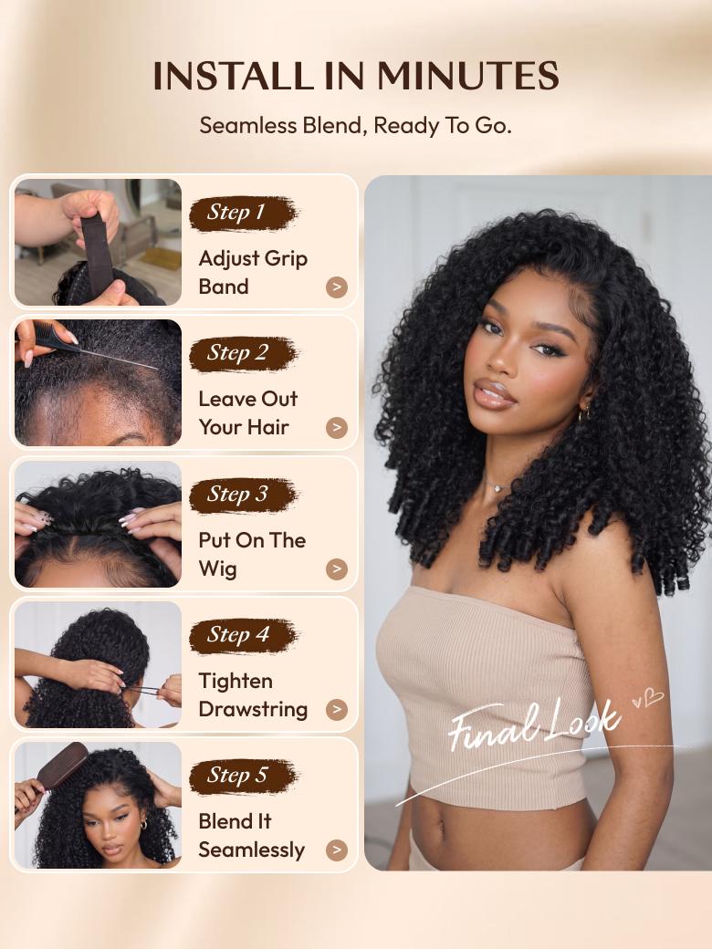 steps to put on a half wig