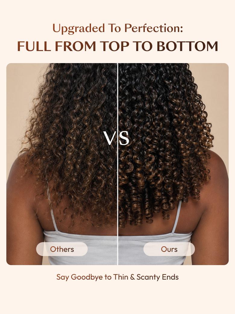 7x5 Bye Bye Slip™ Glueless Lace Black to Chestnut Brown Ombre Burmese Curly With Finger Coil Ends Wig-Vacation Ready With Invisi Drawstring