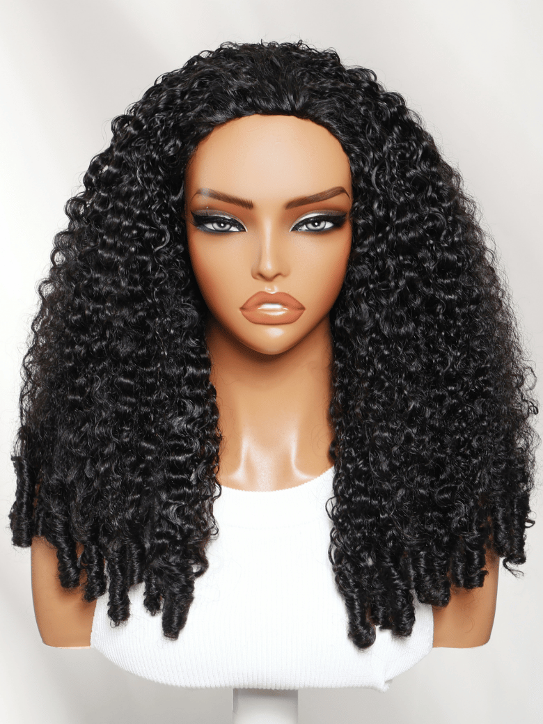 Half Wig MeltLine™ Burmese Curly with Finger Coily Ends Beginner Friendly with Flexi-Fit Drawstring
