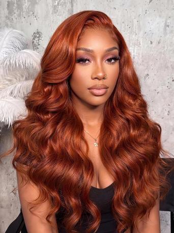 UNice Bye-Bye Slip™ 7x5 Lace Glueless Copper Auburn Body Wave Drawstring Wig with Side Part Bangs