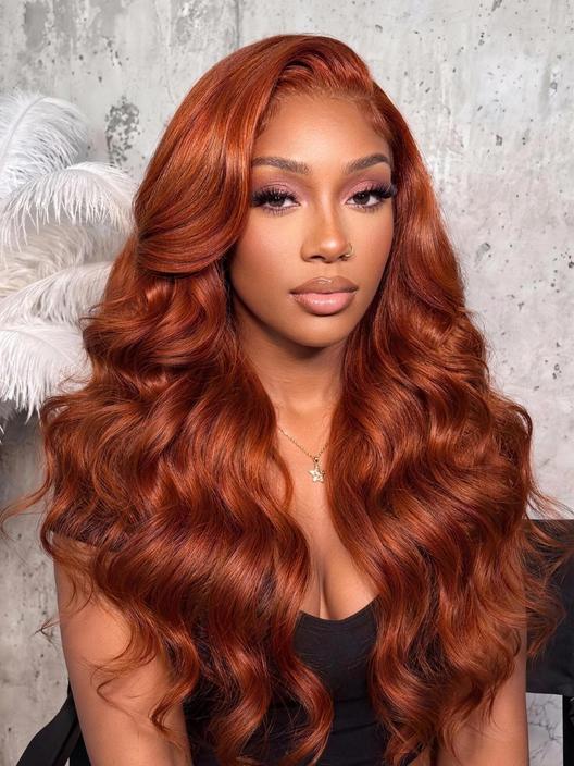 UNice Bye-Bye Slip™ 7x5 Lace Glueless Copper Auburn Body Wave Drawstring Wig with Side Part Bangs
