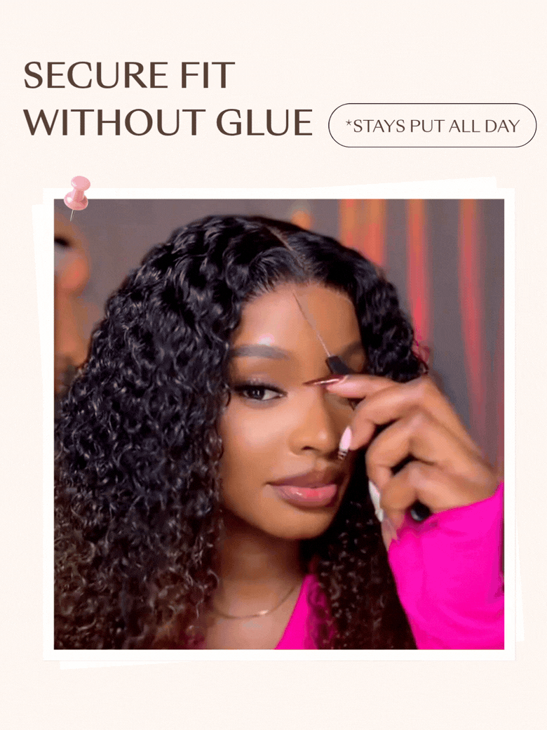 7x5 Bye Bye Slip™ Glueless Lace Black to Chestnut Brown Ombre Burmese Curly With Finger Coil Ends Wig-Put On & Go With Invisi Drawstring