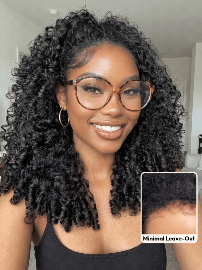 UNice Half Wig MeltLine™ Burmese Curly with Finger Coily Ends Beginner Friendly with Flexi-Fit Drawstring