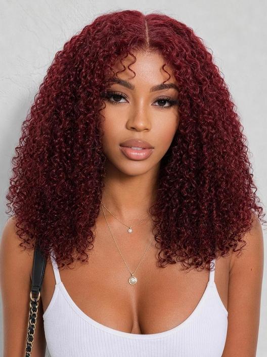 UNice Bye-Bye Slip™ 7x5 Lace Glueless Auburn/Red Brown Type 3/4-Inspired Multi-Textured Curls Wig with Loose Wavy Ends