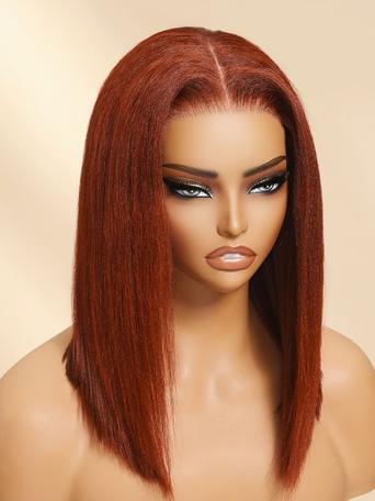 180% Density Bye-Bye Slip™ 7x5 Lace Reddish Brown Yaki Bob Wig