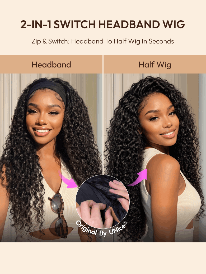 The hidden zipper design allows the headband wig to be switched to a half wig.
