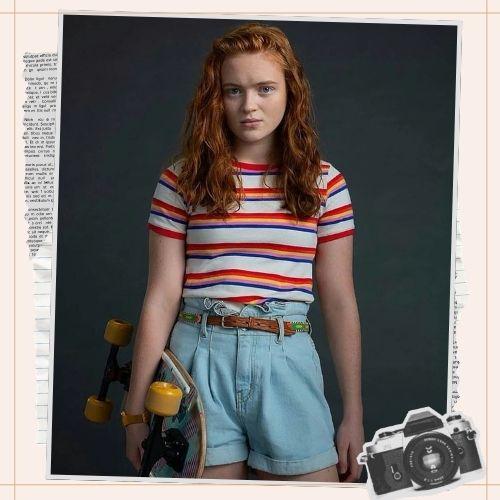 Sadie Sink as Max Mayfield in Stranger Things with long wavy copper hair