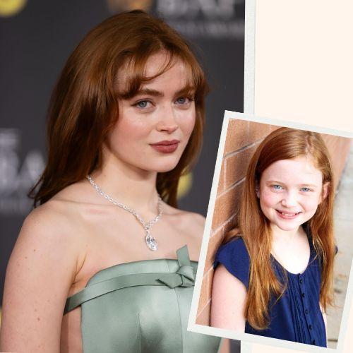 Sadie Sink natural red hair as a child compared to young adult red carpet look