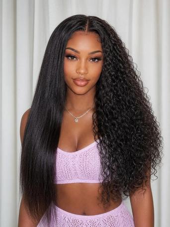 Straight to Curly Wig Bye-Bye Slip 7×5 Lace Closure Glueless Everyday Two-in-One Style Switch Natural Look