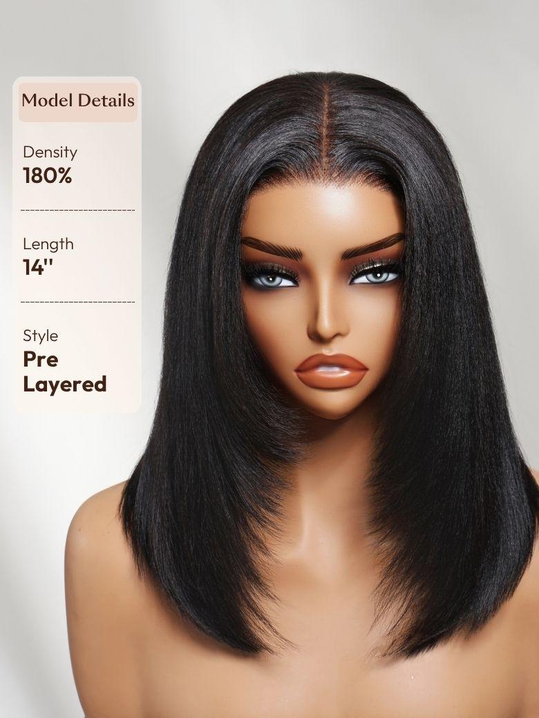 UNice Yaki Bob Wig Bye-Bye Slip™ 7×5 Lace Closure Glueless Everyday Summer-Ready Cool & Carefree Yaki Texture Match