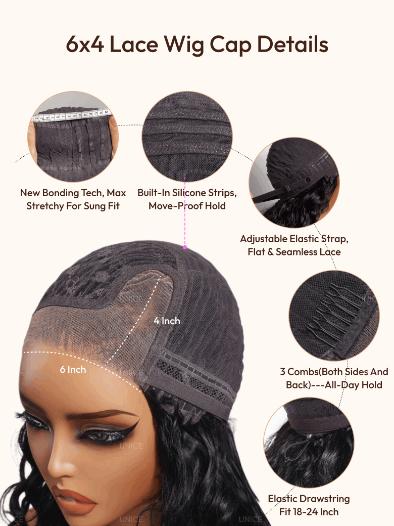 UNice 7x5 Bye-Bye Knots Glueless Lace Bleached Knots Pre Layered Bob With Drawstring Wig