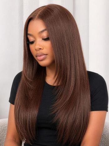 UNice Auburn/Red Brown Layered Straight Wig Bye-Bye Slip™ 13×4 Lace Frontal Glueless Glam-Ready Luxe Layers Head-Turning Color
