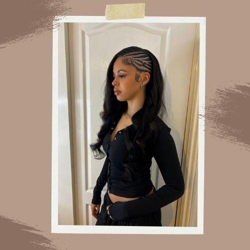 Appealing Cassie braids hairstyle with long loose waves and side cornrows