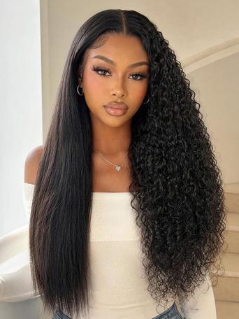 UNice Straight to Curly Wig InvisiBlend™ V Part Everyday Dual-Texture Style 2-in-1 Transformation