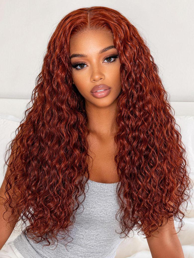 UNice Reddish Brown Water Wave Wig Bye-Bye Slip™ 7×5 Lace Closure Glueless Glam-Ready Vibrant Flowing Waves Vacation Style