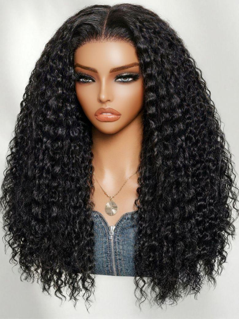 [ 22''=$79 ] UNice 13x4 Bye Bye Slip™ Lace Frontal Black Soft Wet-Look Twist-Out Inspired Curls Glueless Wig Limited Sale