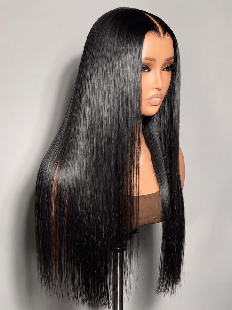 [Free Gift]UNice 13x4 Bye Bye Slip™ Glueless Lace Black Straight Bleached Knots Drawstring Wig No Baby Hair 150% Density