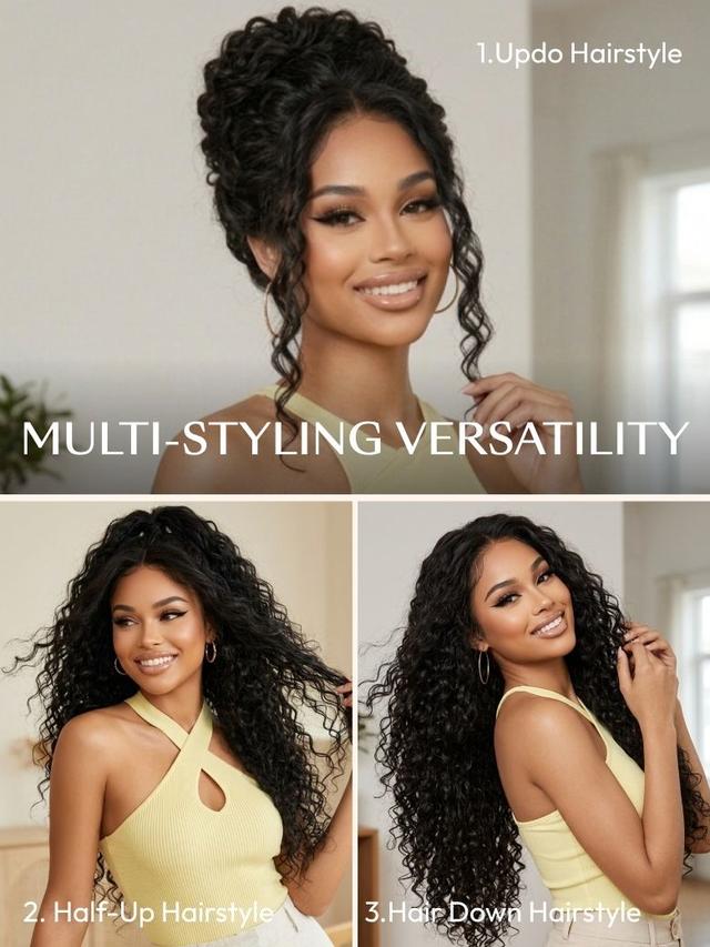 UNice 7×5 Lace 180% Density Glueless Water Wave Wig with Adjustable Drawstring for Full Bodied Natural Everyday Style Pre-Cut Lace