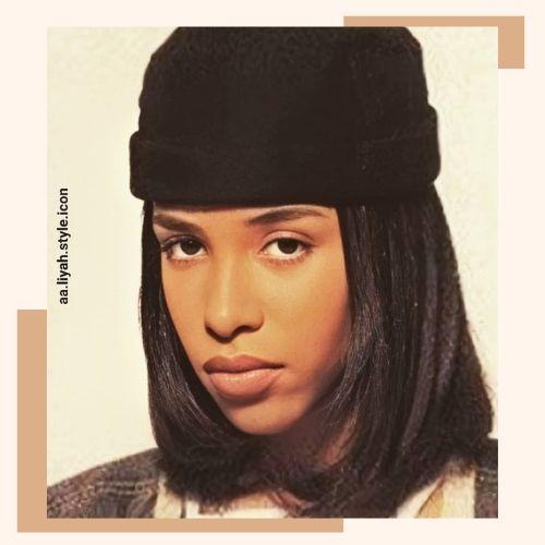 Aaliyah shoulder length straight bob haircut with black beanie hat