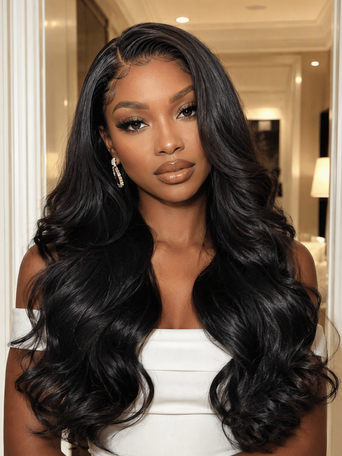 UNice Voluminous Curls Wig With Side-Swept Bangs InvisiBlend™ Side V Part Everyday Custom Fit Fluffy Blowout Wave Instant Volume