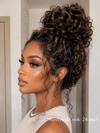 UNice 7x5 Bye-Bye Slip™ Lace Secure Summer-Ready Golden Brown Highlights Water Wave Glueless 100% Human Hair Wig