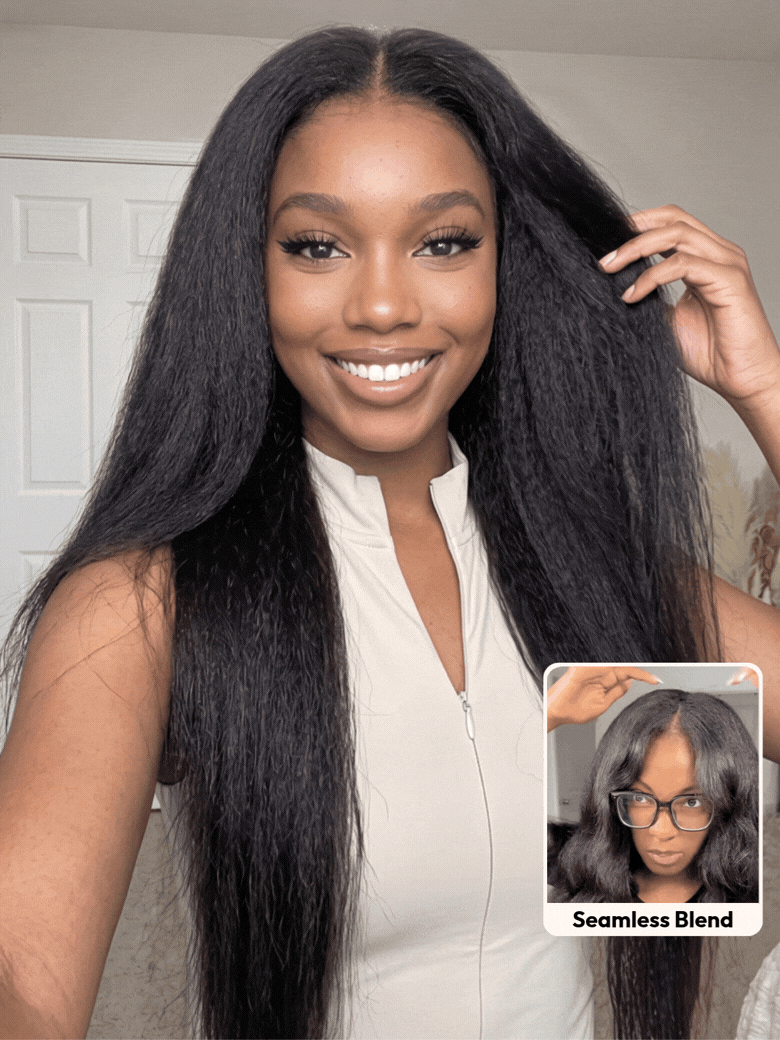 UNice InvisiBlend™ V part Kinky Straight Natural Black Wig Protect Your Natural Hair