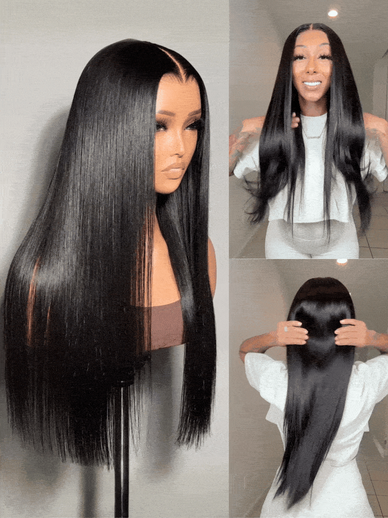 UNice 13x4 Bye Bye Slip™ Glueless Lace Natural Black Straight Bleached Knots Drawstring Wig No Baby Hair 150% Density