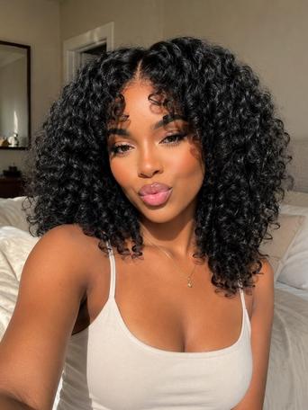 UNice EasiContour™ V Part Afro Kinky Curly with Finger Coil Ends Glueless Wig 100% Human Hair