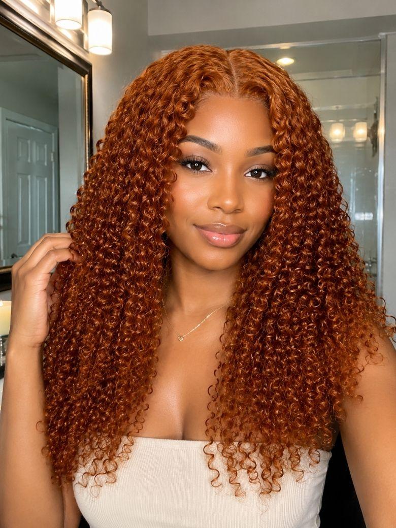 [Pay 1 Get 2 Wigs | 2wigs=$59] Unice Lace Part 150% Density Ginger Color Jerry Curly Human Hair Wig With Invisible drawstring