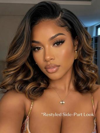 UNice Brown Balayage Body Wave Bob Bye-Bye Slip™ Glueless Human Hair Wig with Drawstring